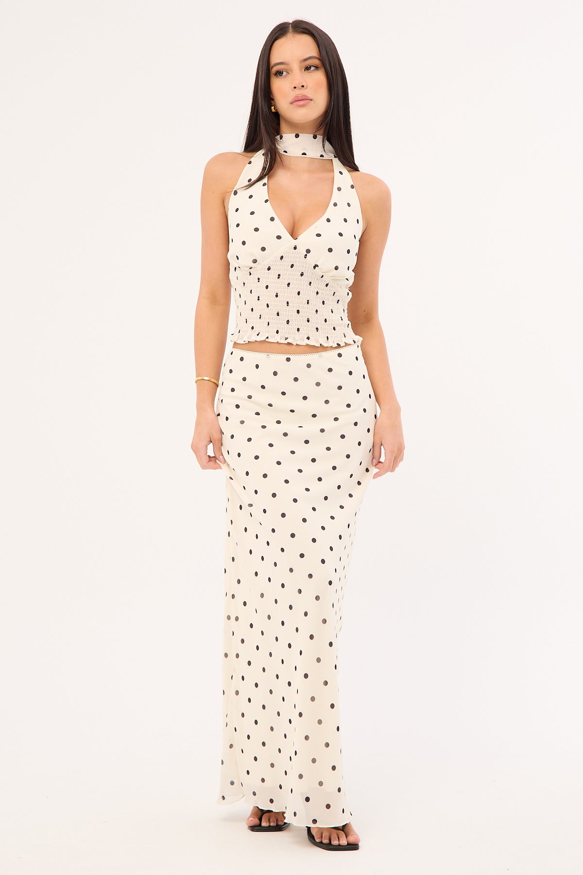 Perfect Stranger Polka Wish Maxi Skirt Cream Print