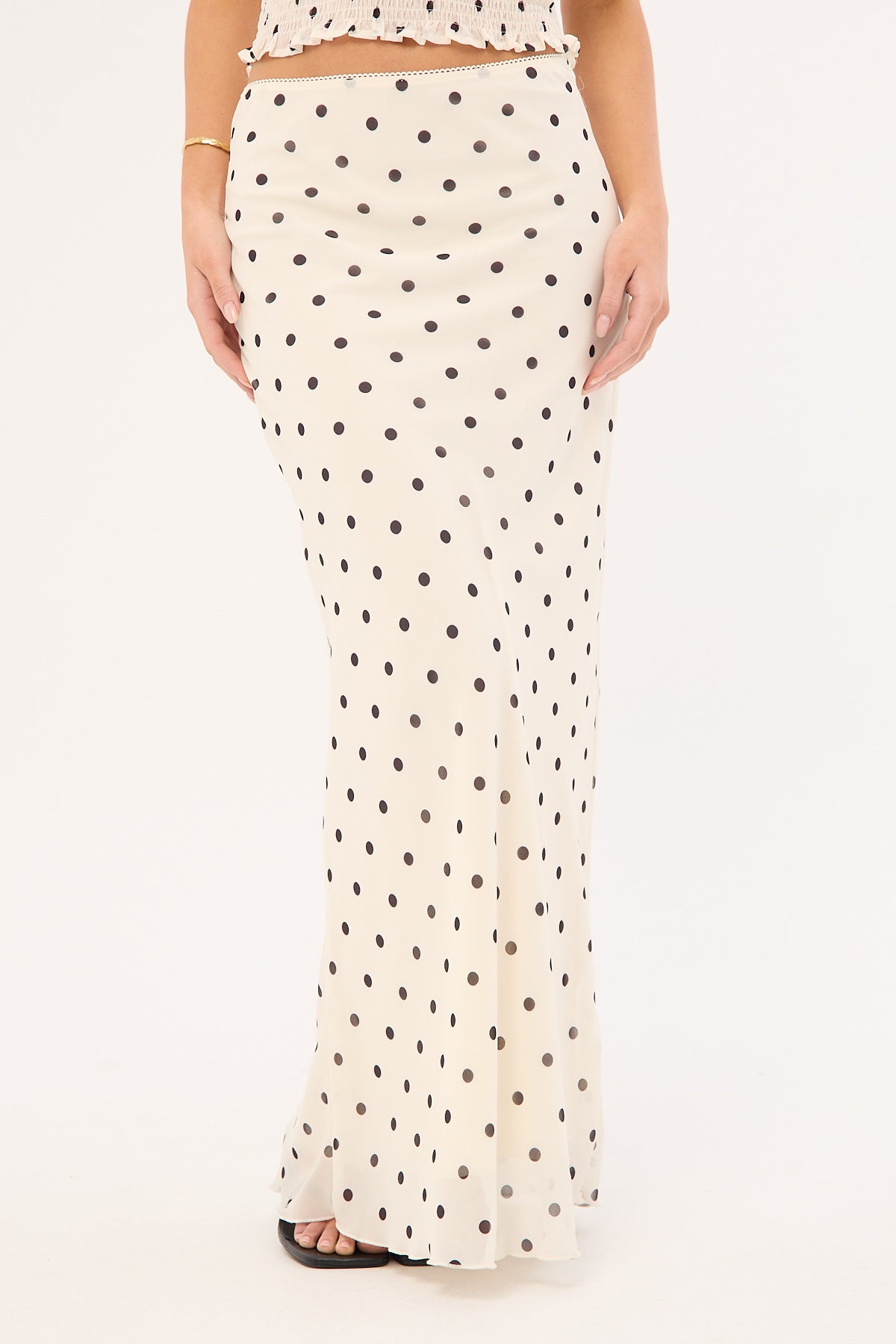 Perfect Stranger Polka Wish Maxi Skirt Cream Print