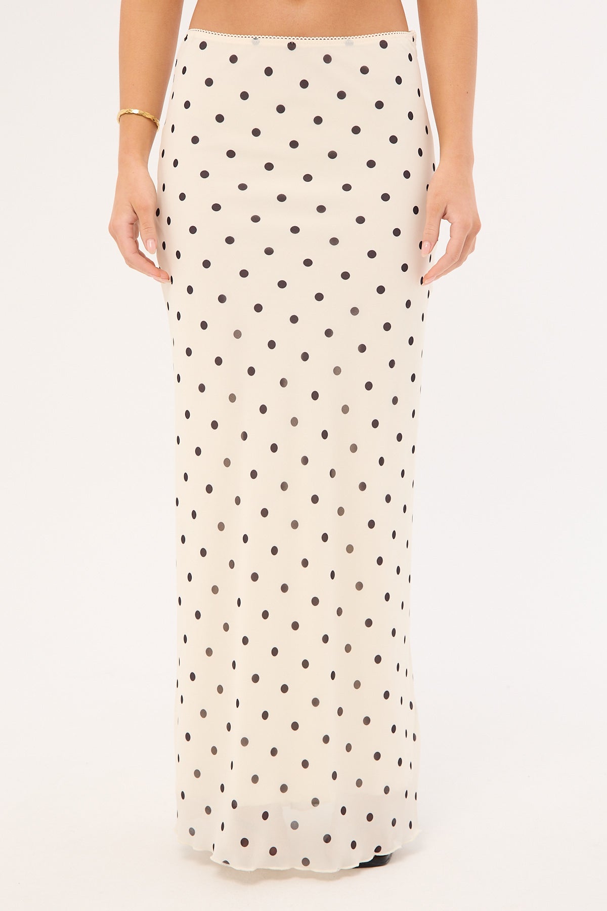 Perfect Stranger Polka Wish Maxi Skirt Cream Print