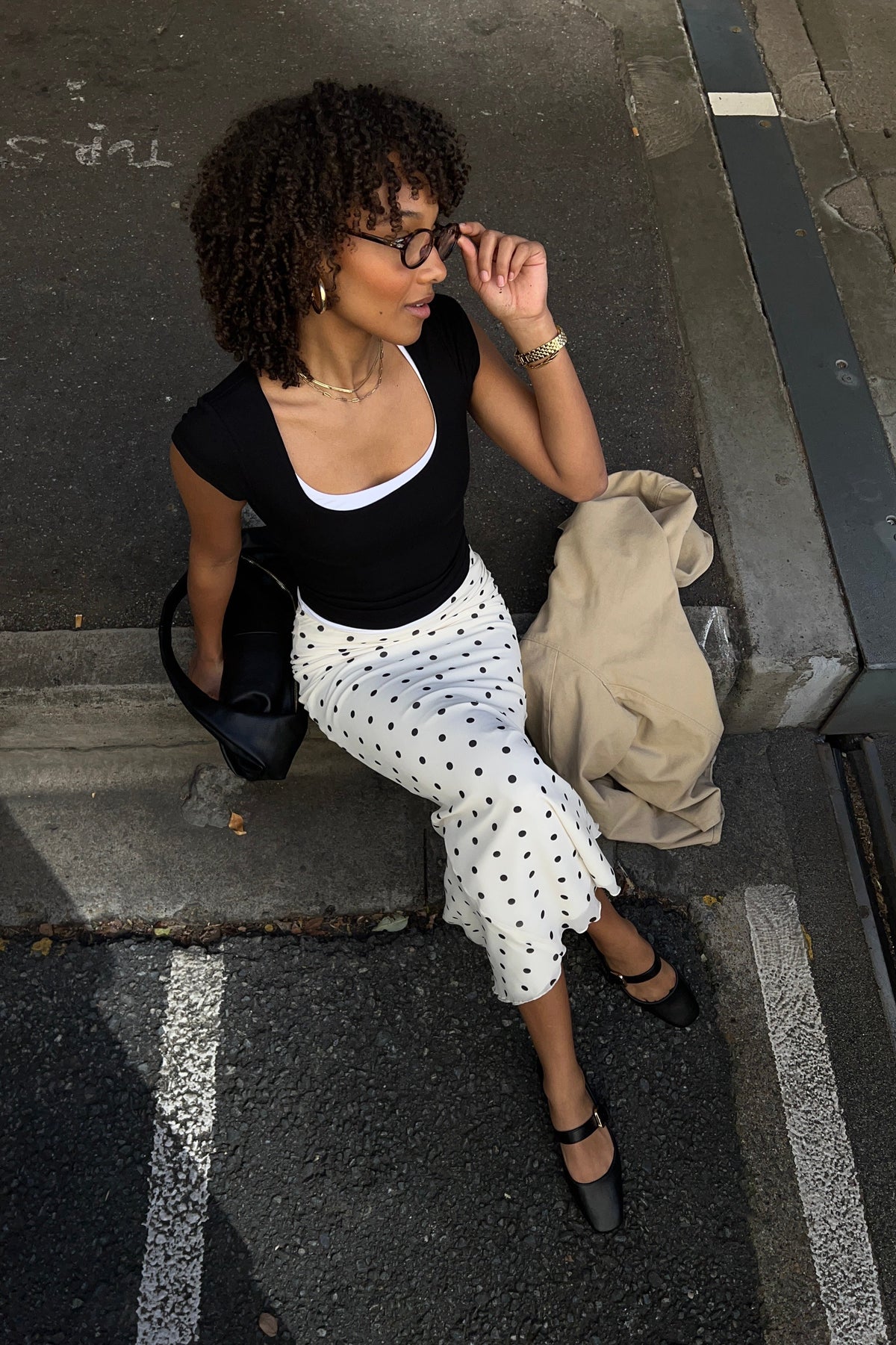 Perfect Stranger Polka Wish Maxi Skirt Cream Print