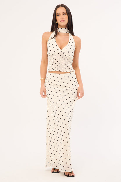 Perfect Stranger Polka Wish Maxi Skirt Cream Print