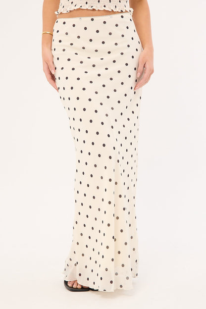 Perfect Stranger Polka Wish Maxi Skirt Cream Print