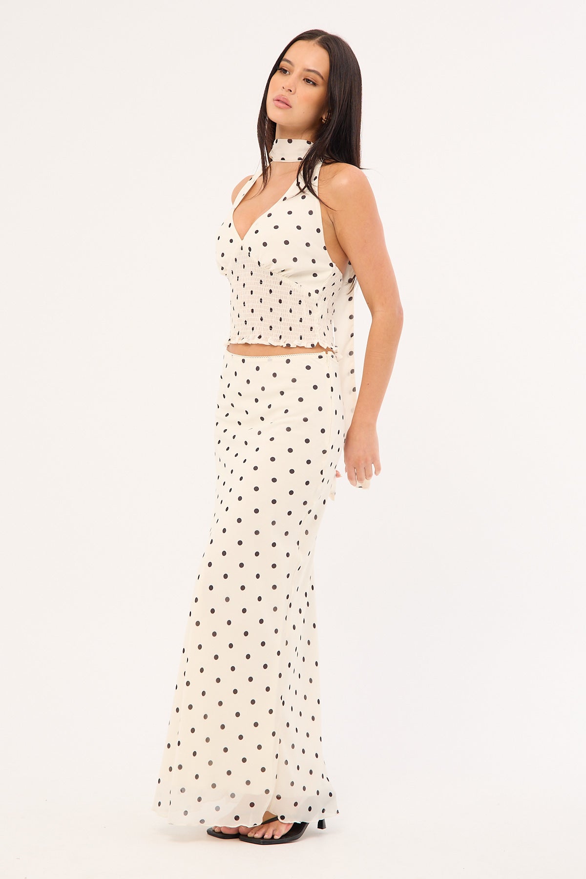 Perfect Stranger Polka Wish Maxi Skirt Cream Print