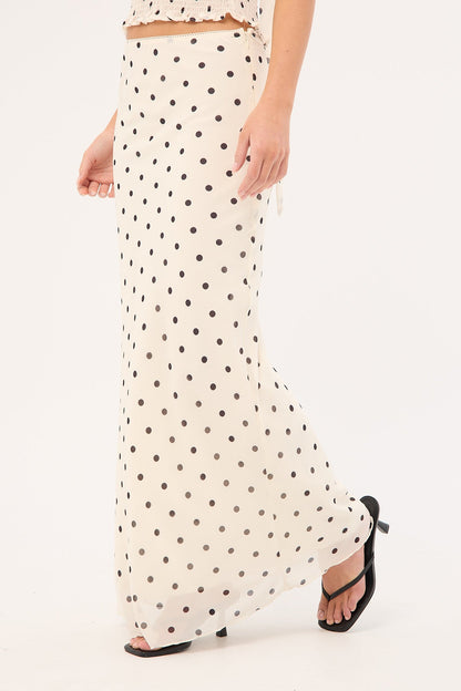 Perfect Stranger Polka Wish Maxi Skirt Cream Print