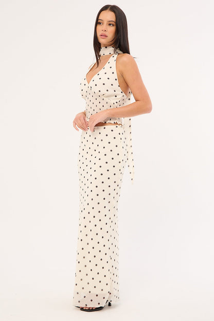 Perfect Stranger Polka Wish Maxi Skirt Cream Print