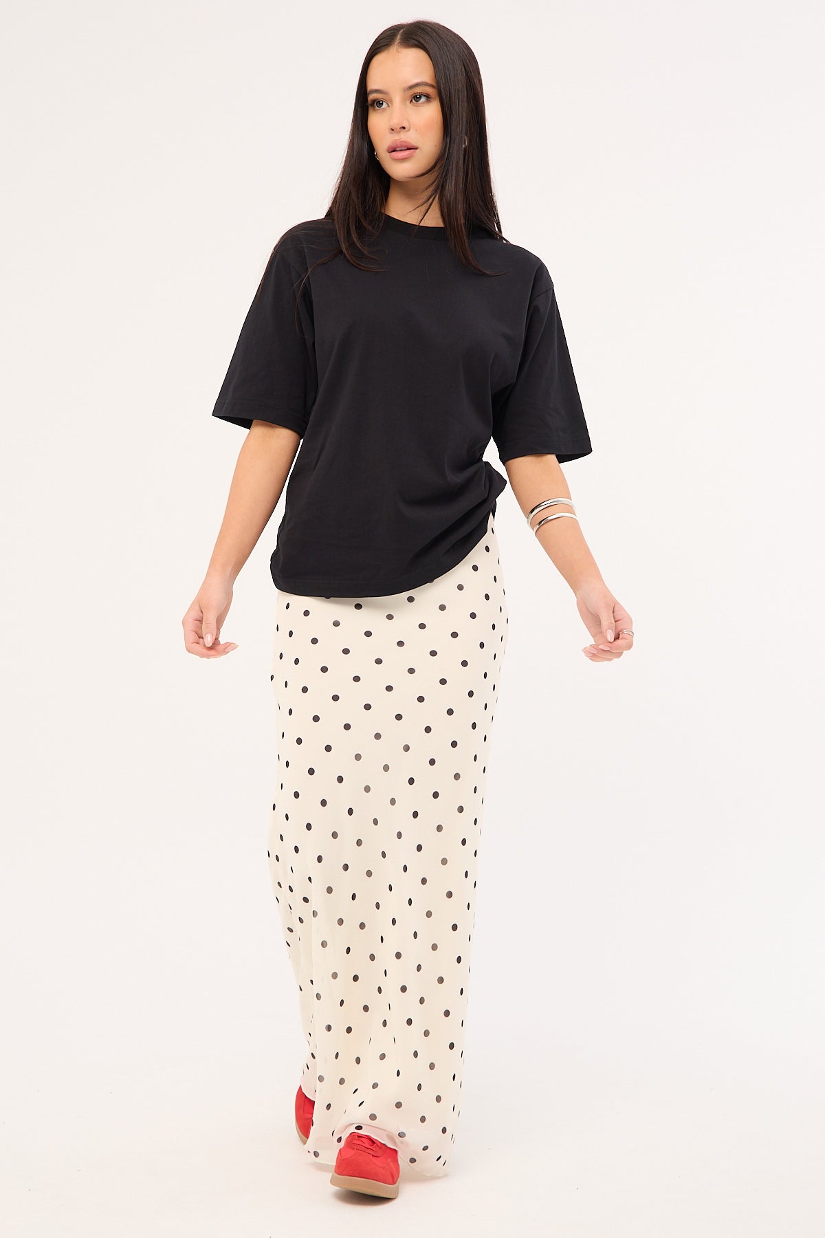 Perfect Stranger Polka Wish Maxi Skirt Cream Print