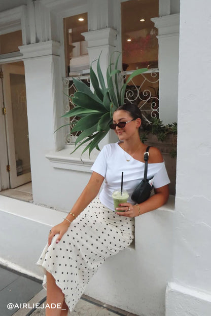 Perfect Stranger Polka Wish Maxi Skirt Cream Print