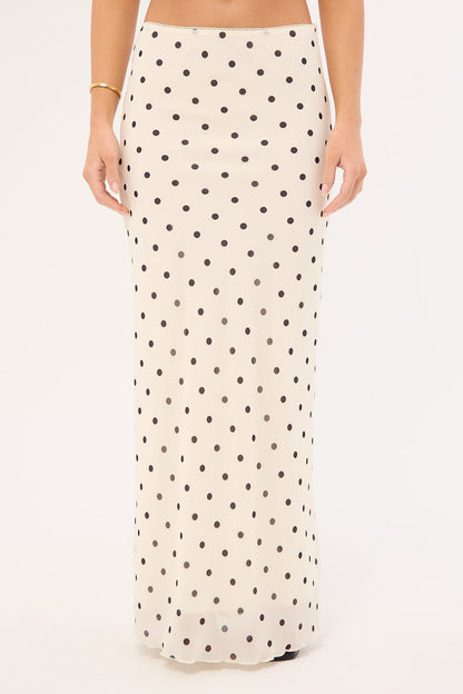 Perfect Stranger Polka Wish Maxi Skirt Cream Print